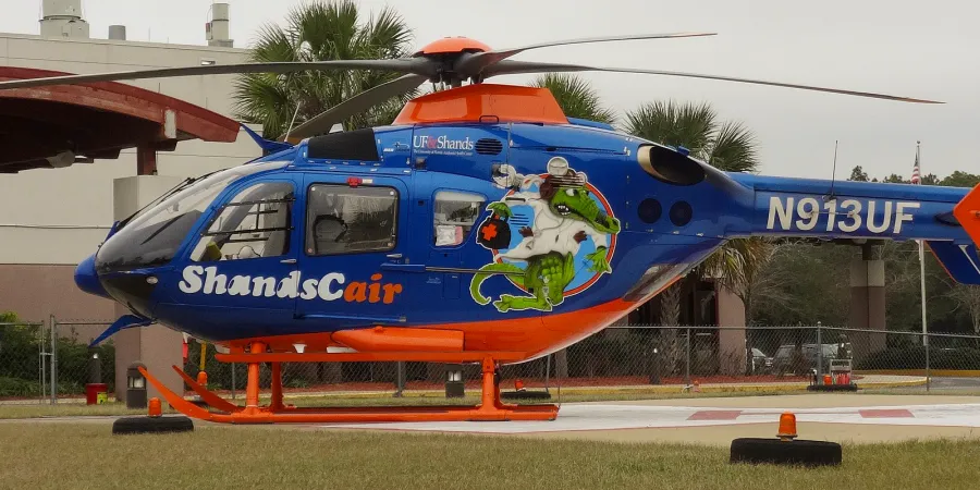 Stock image of a ShandsCair EMS helicopter